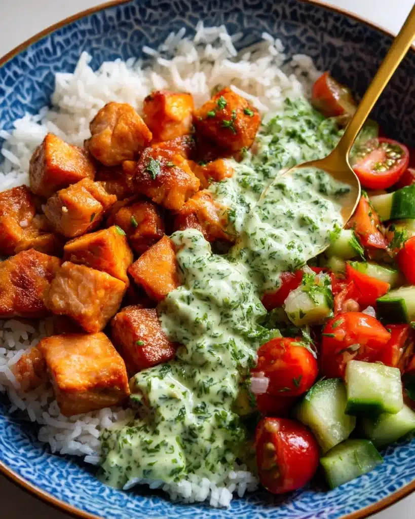 Salmon with Basil Sauce and Tomato Salad Recipe