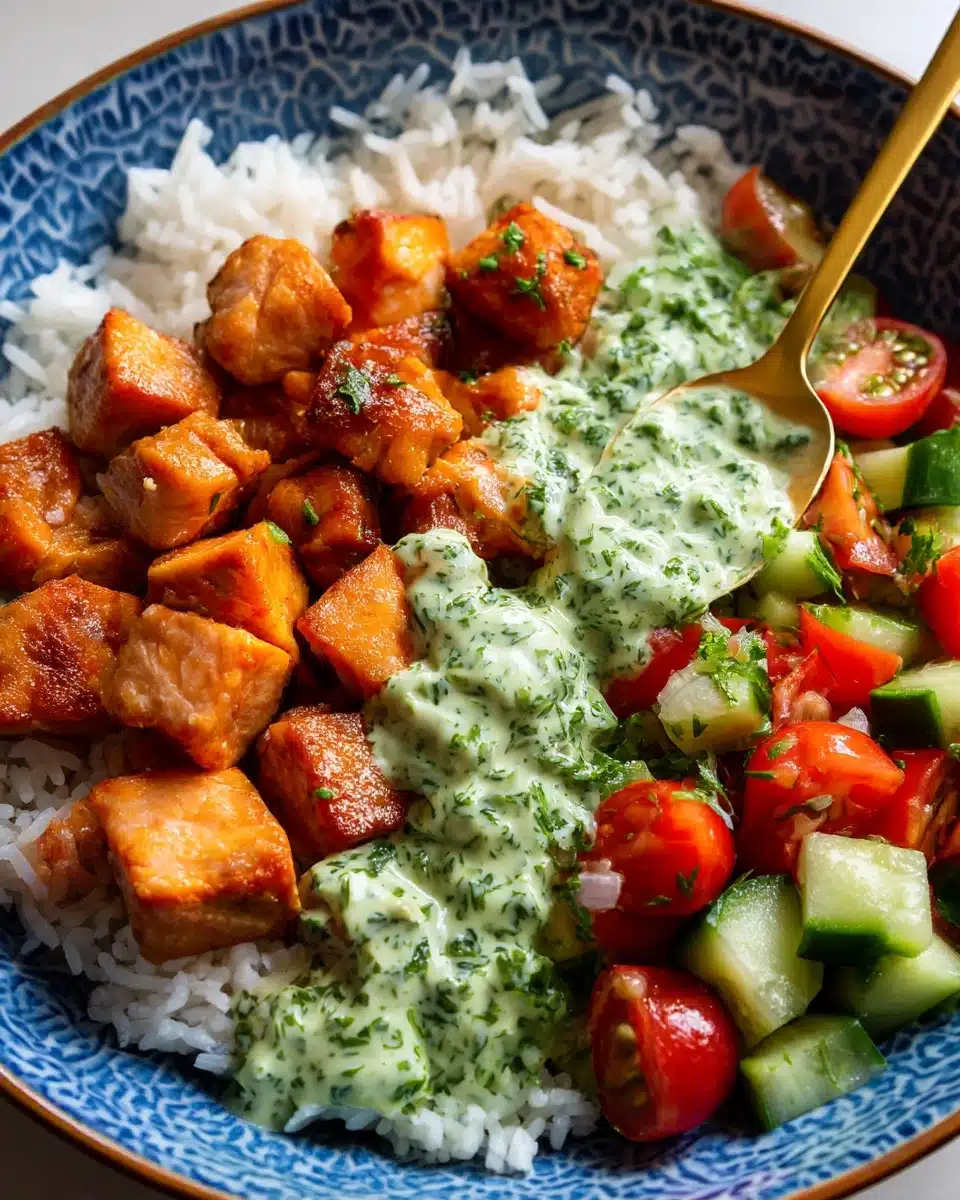 Salmon with Basil Sauce and Tomato Salad Recipe
