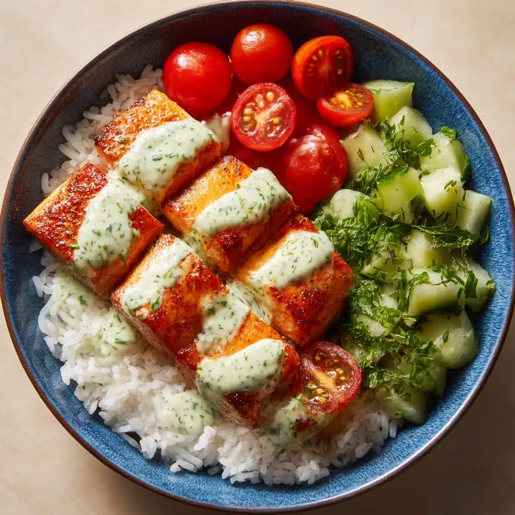Salmon with Basil Sauce and Tomato Salad Recipe - Recipe Image