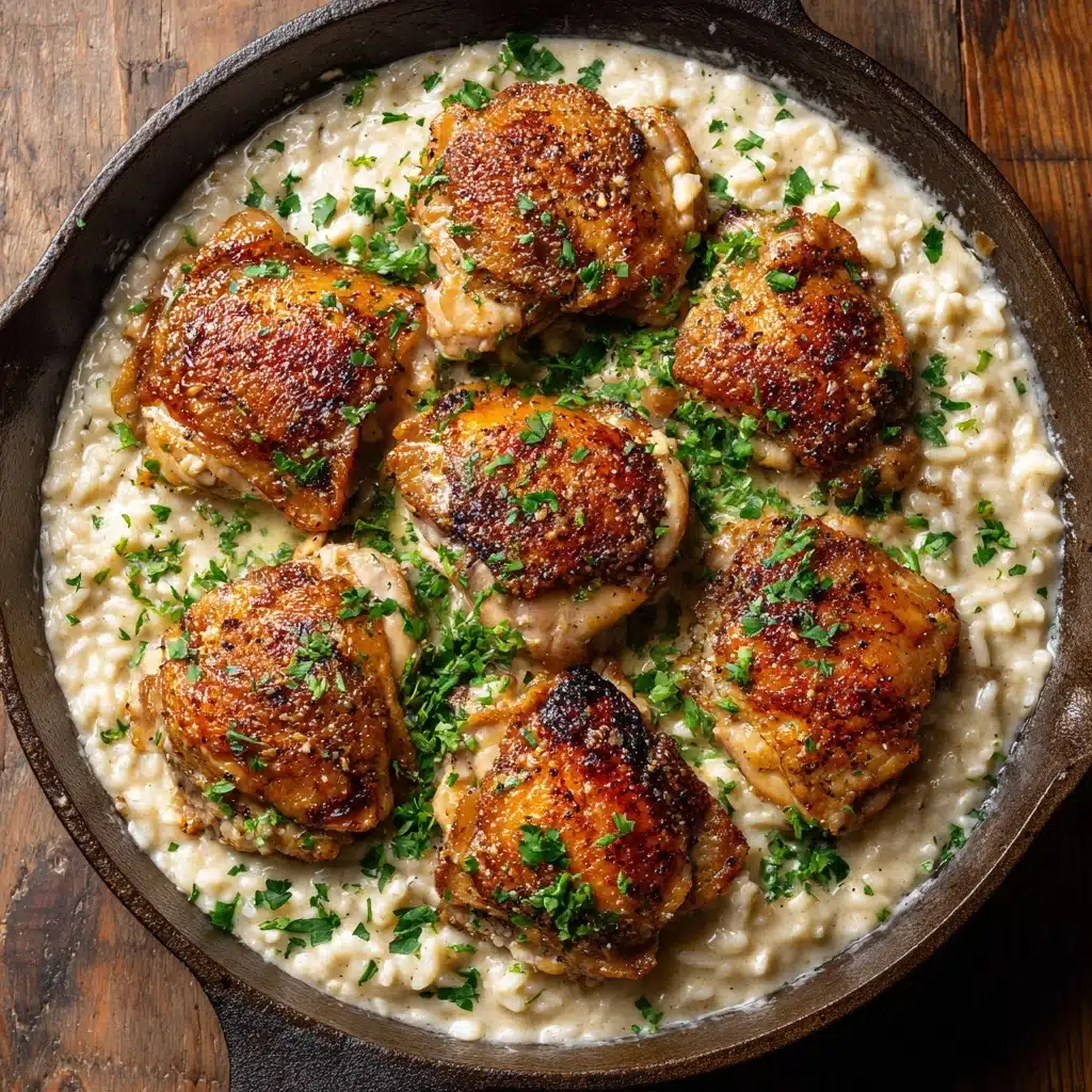 One-Pan Creamy Parmesan Chicken & Rice Recipe - Recipe Image