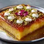 Semolina Cake With Cream (Basbousa) Recipe