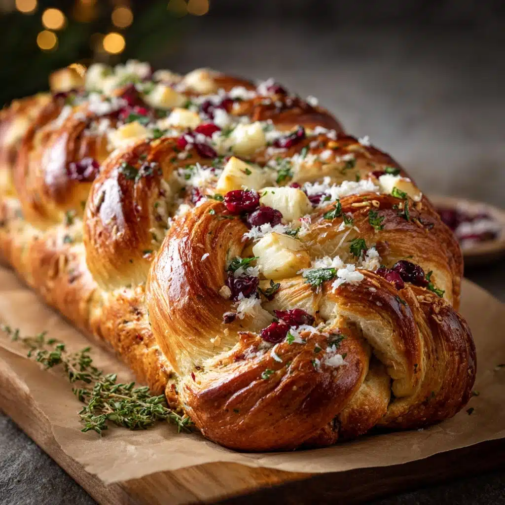 Garlic Herb Sourdough Bread Stuffed with Brie & Cranberry Recipe