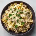 Creamy Ground Beef Alfredo Pasta Recipe