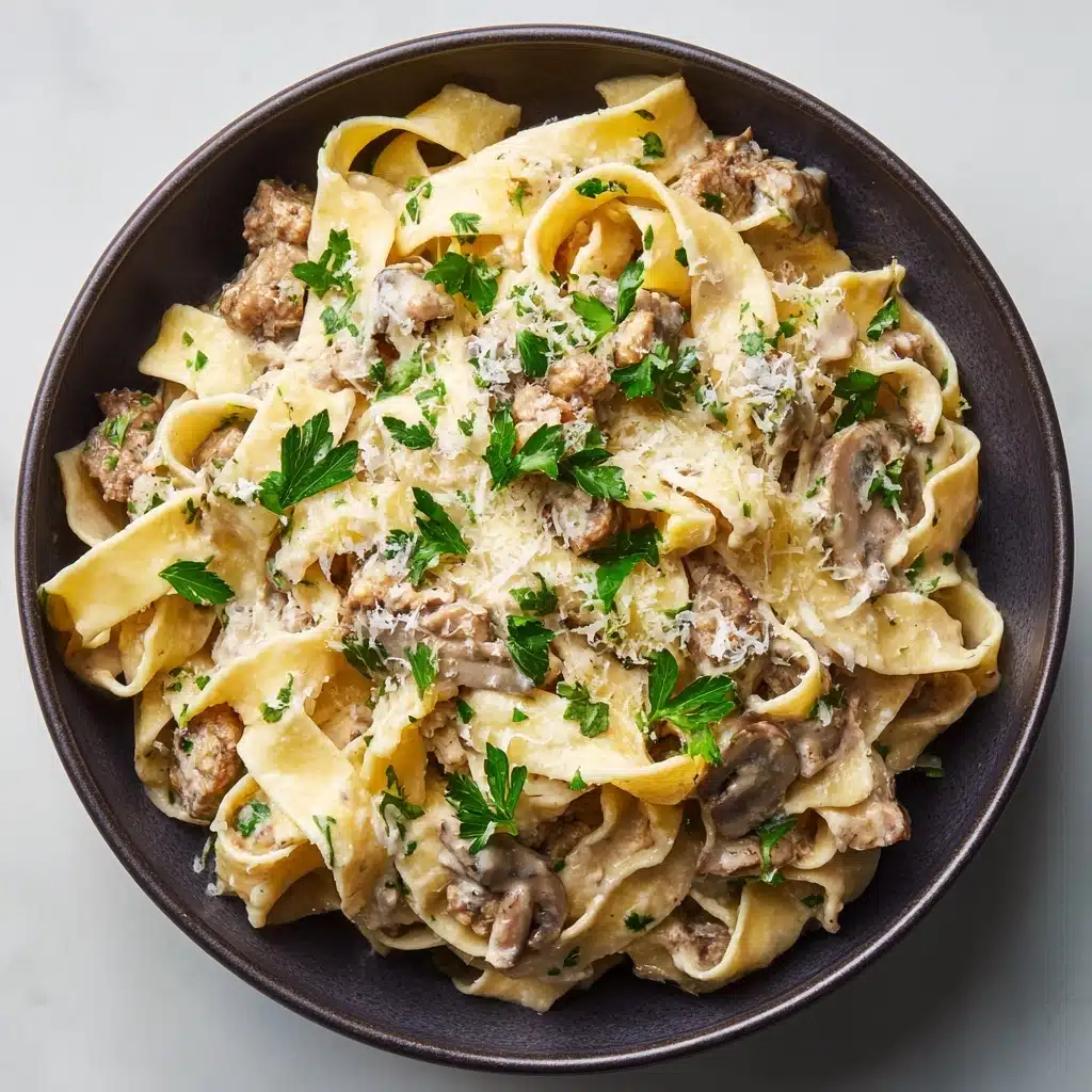 Creamy Ground Beef Alfredo Pasta Recipe
