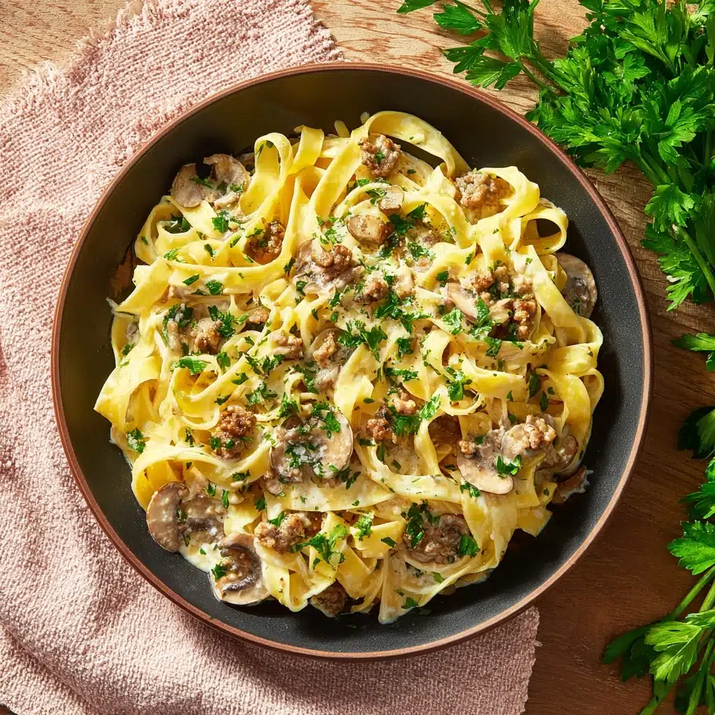 Creamy Ground Beef Alfredo Pasta Recipe - Recipe Image
