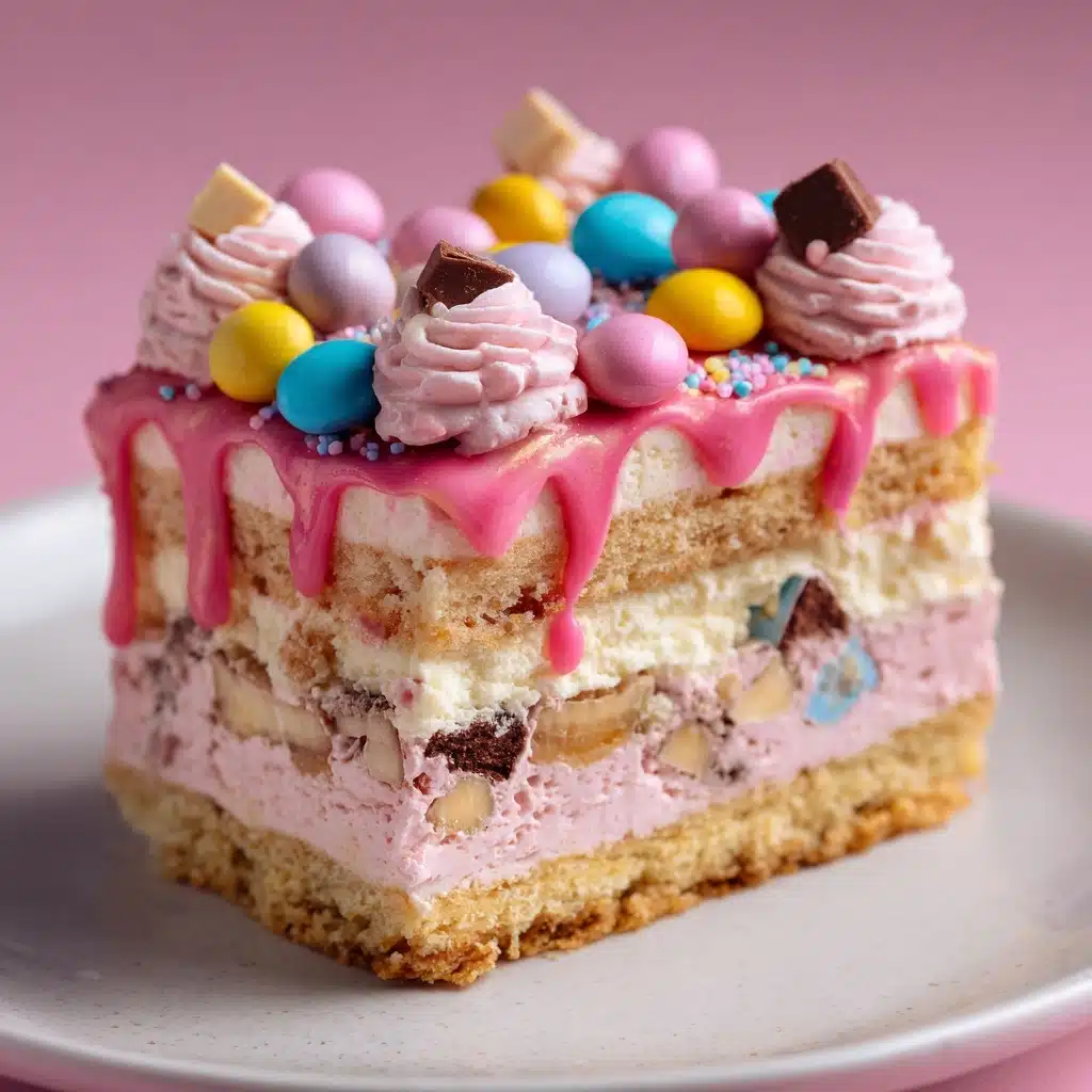 Pink M\&M Snickers Cheesecake Recipe - Recipe Image