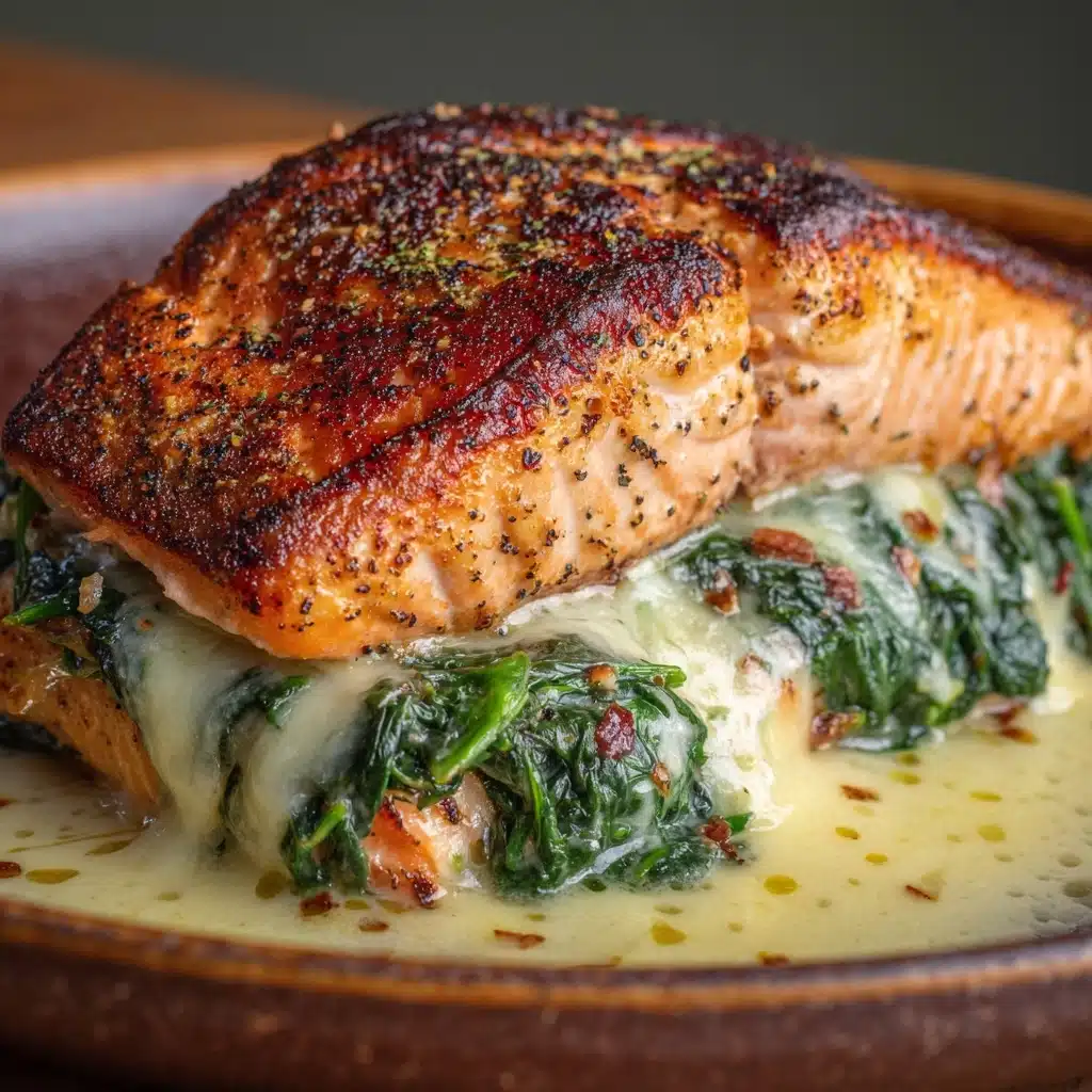 Blackened Salmon Stuffed with Spinach & Parmesan Recipe - Recipe Image