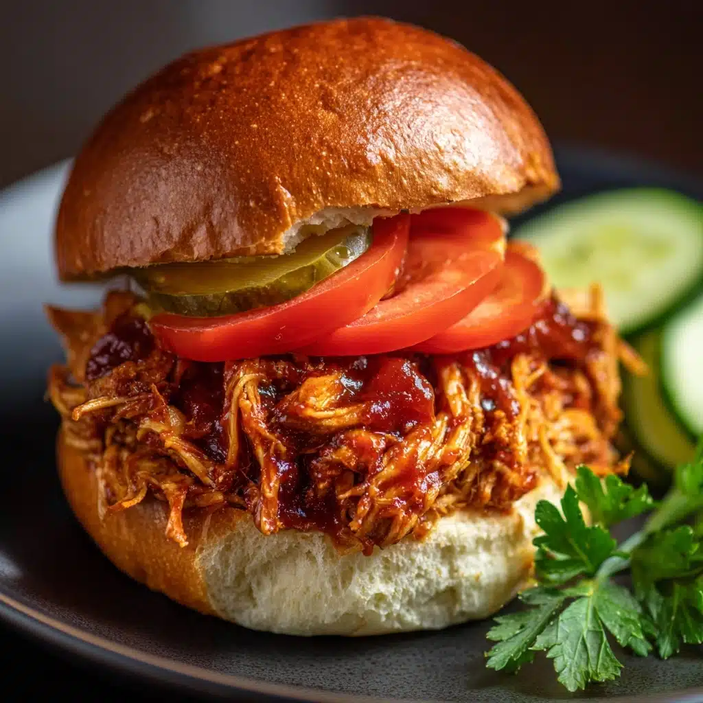 Slow Cooker Honey Mustard Shredded Chicken Sandwich Recipe - Recipe Image