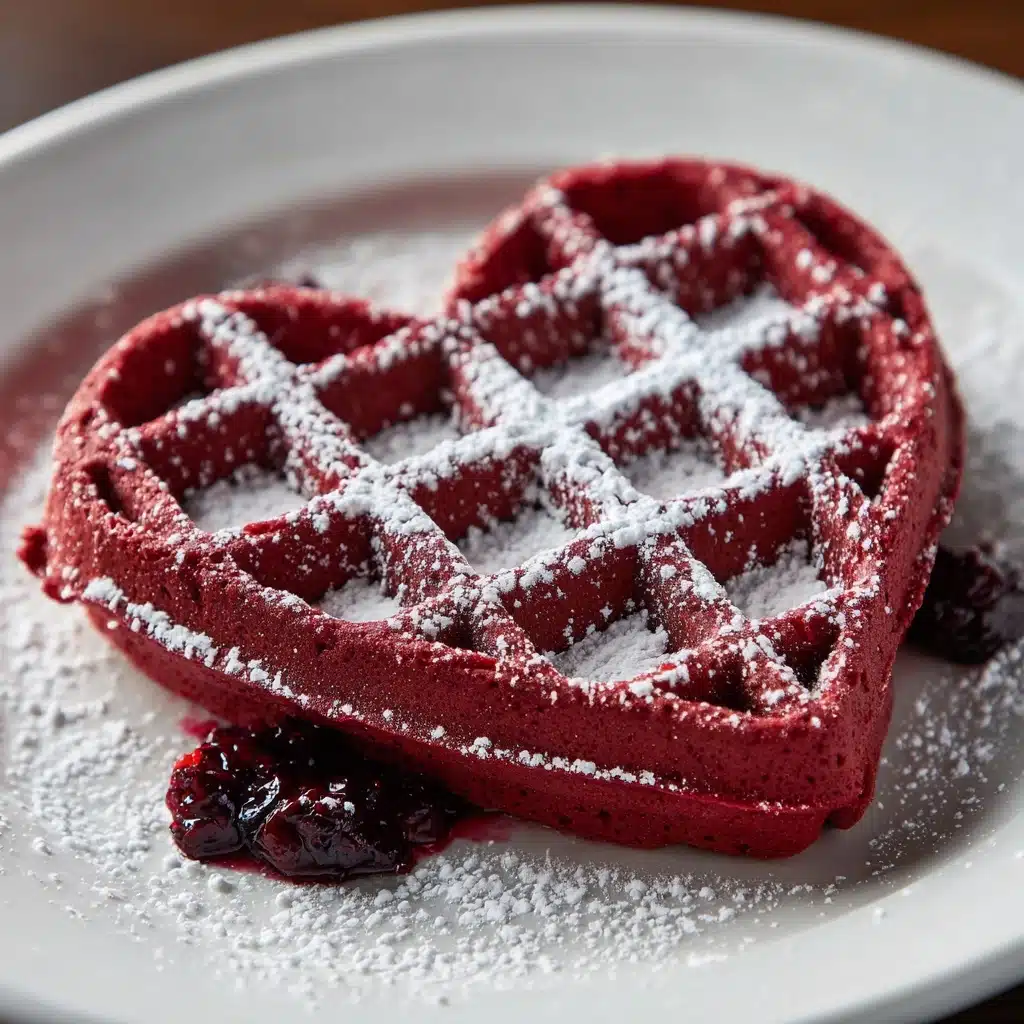 Heart-Shaped Red Velvet Waffles Recipe - Recipe Image
