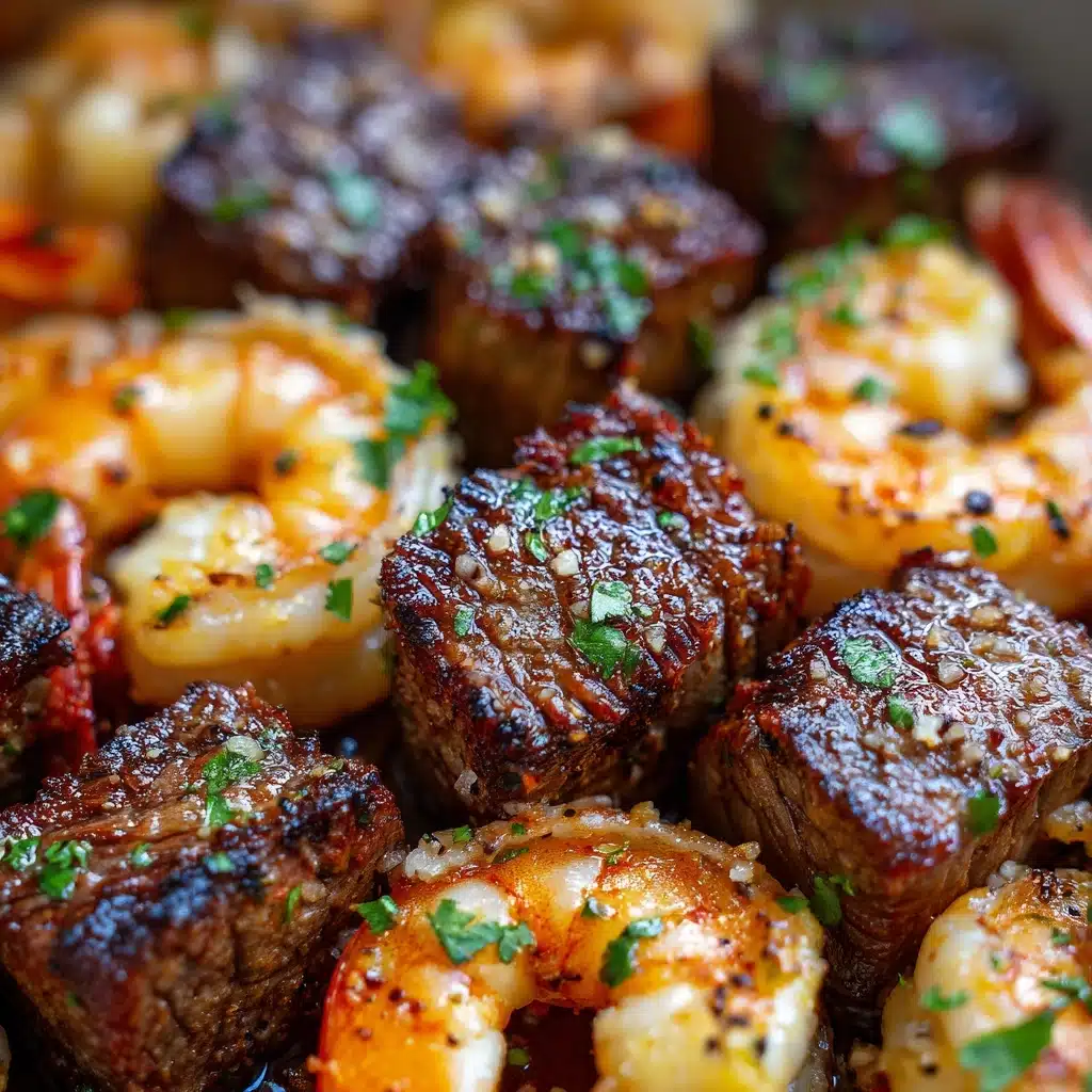 Garlic Butter Steak Bites and Shrimp Skillet Recipe - Recipe Image