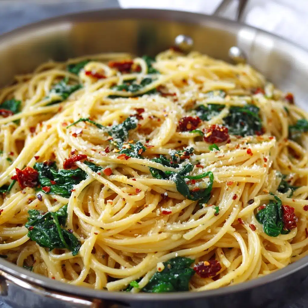 Spaghetti & Spinach with Sun-Dried Tomato Cream Sauce Recipe - Recipe Image