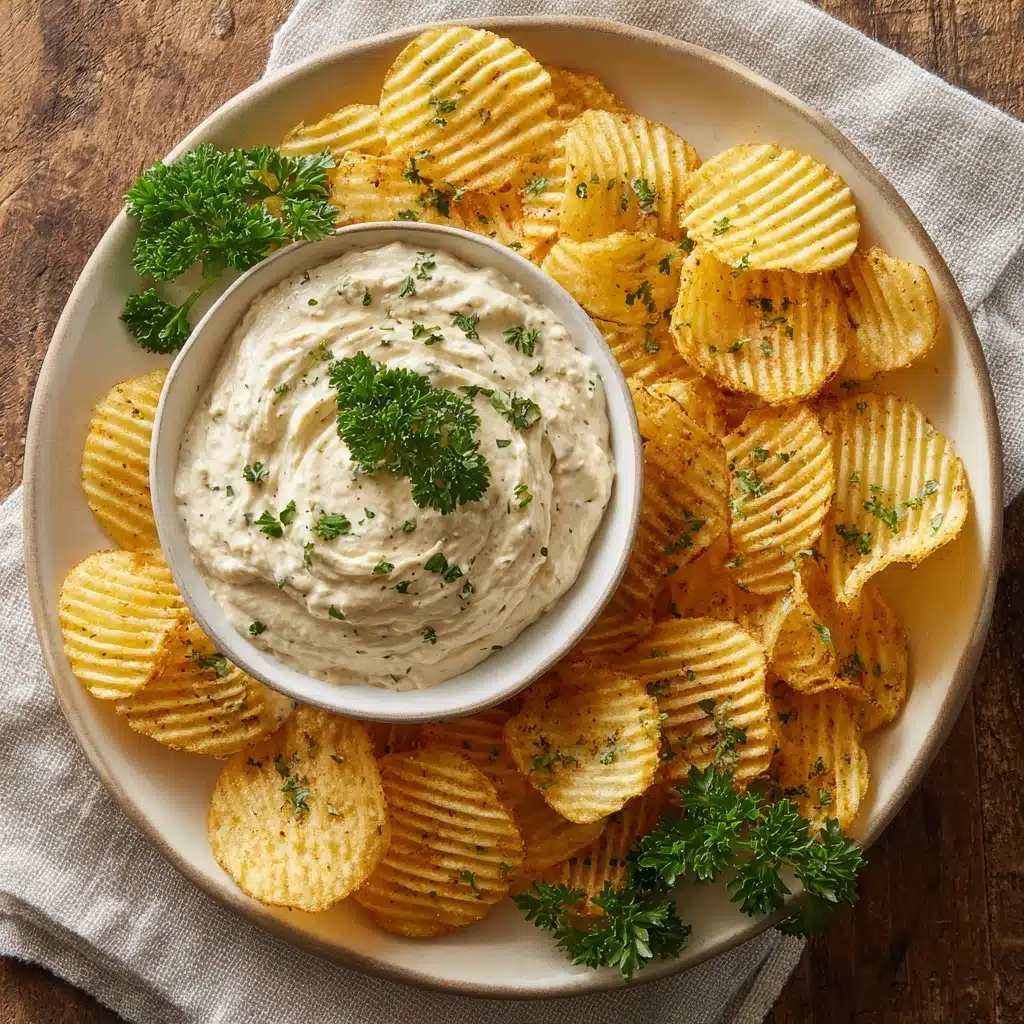 Caramelized Onion Dip with Potato Chips Recipe - Recipe Image