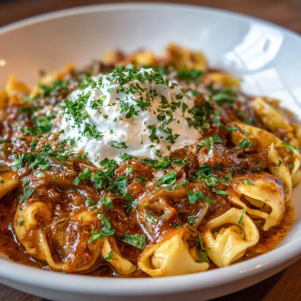 One Pot French Onion Pasta Recipe - Recipe Image