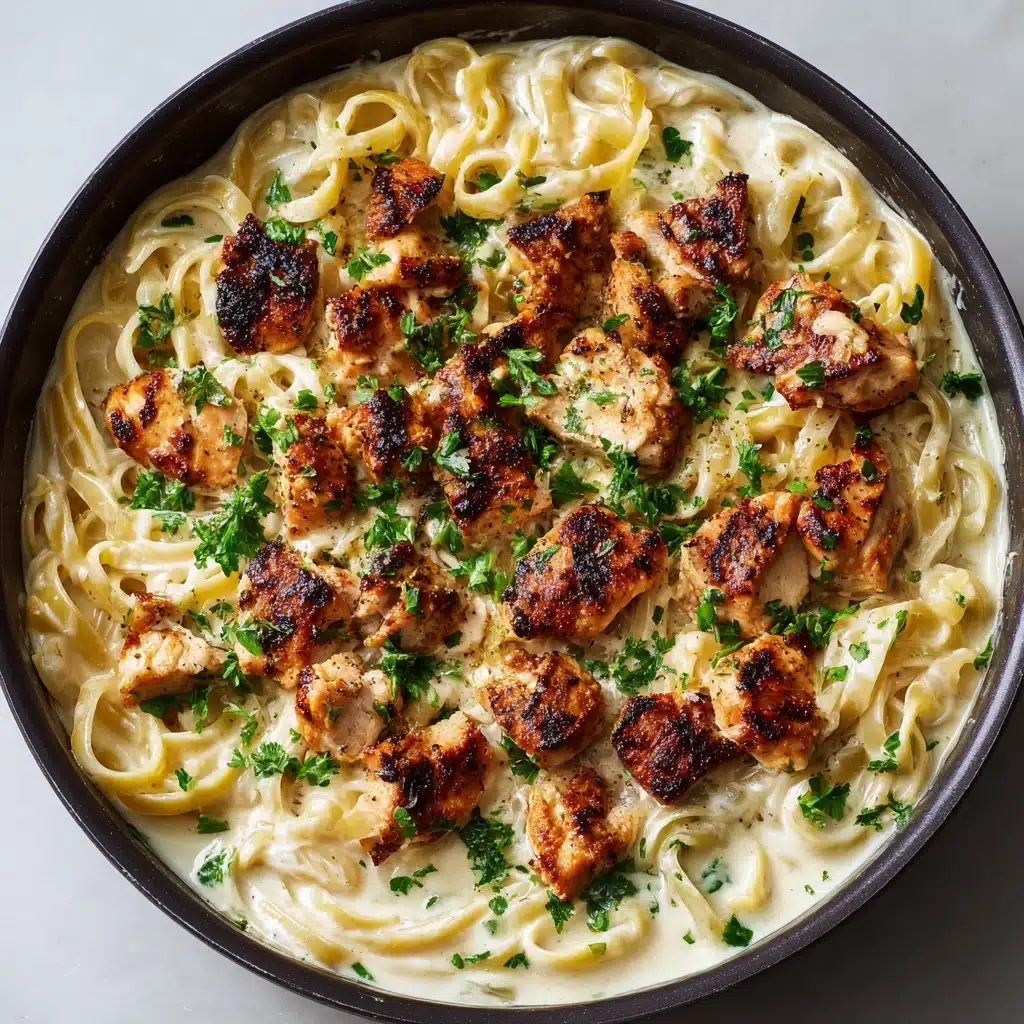 Garlic Butter Chicken Bites with Savory Creamy Parmesan Pasta Recipe