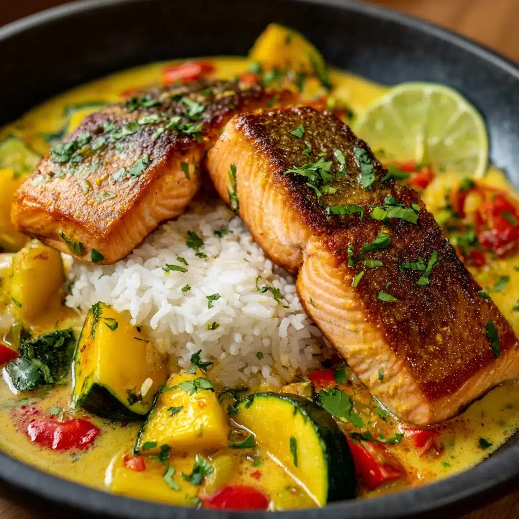 Caribbean-Style Coconut Curry Salmon Recipe - Recipe Image