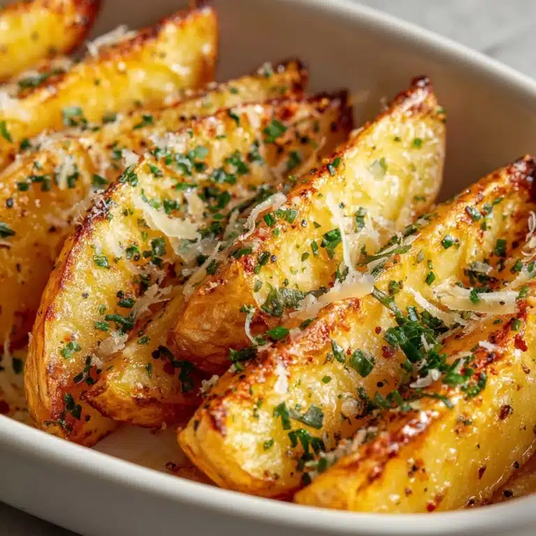 Crispy Baked Garlic Parmesan Potato Wedges Recipe