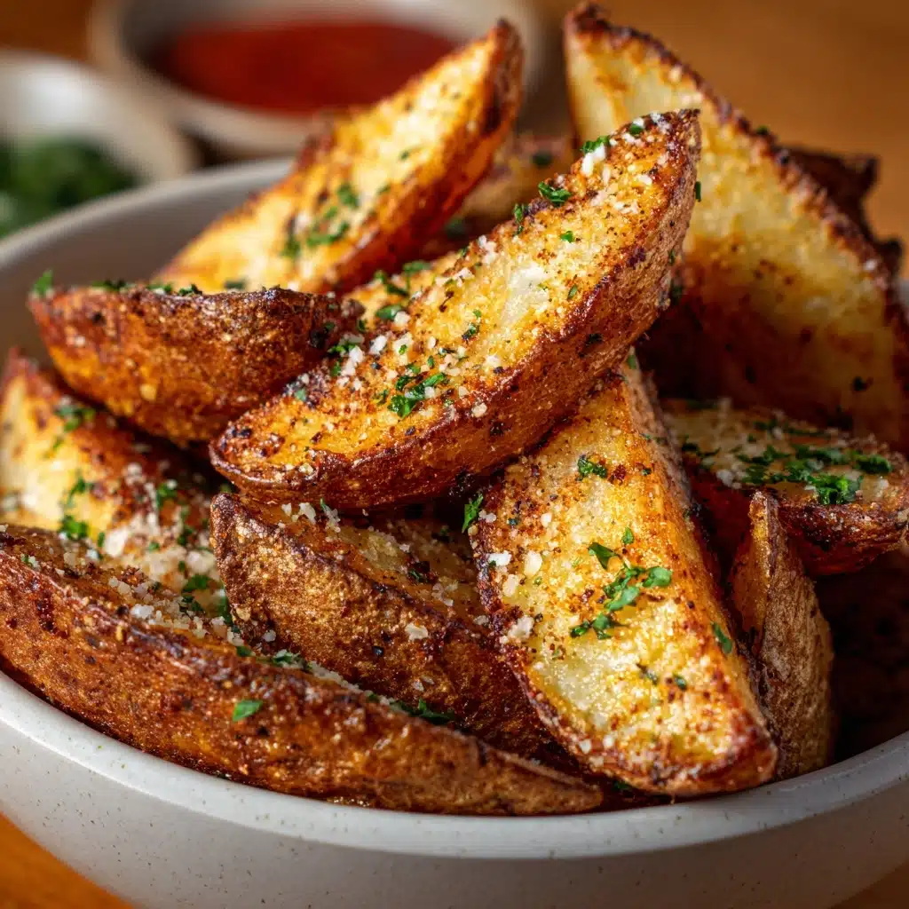 Crispy Baked Garlic Parmesan Potato Wedges Recipe - Recipe Image