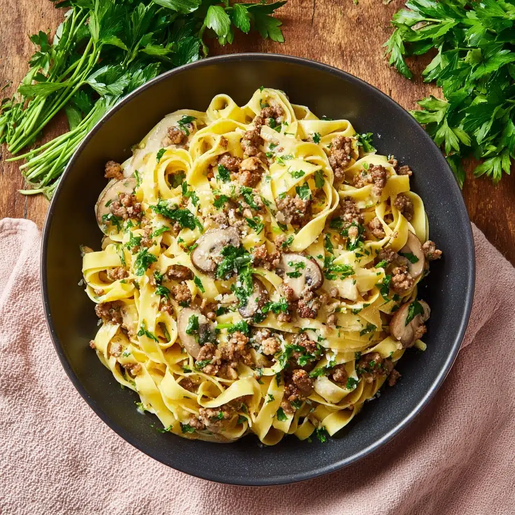 Creamy Ground Beef Alfredo Pasta Recipe - Recipe Image