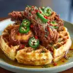 Homemade Fried Chicken ānā Waffles with Jalapeno Honey Butter Sauce Recipe