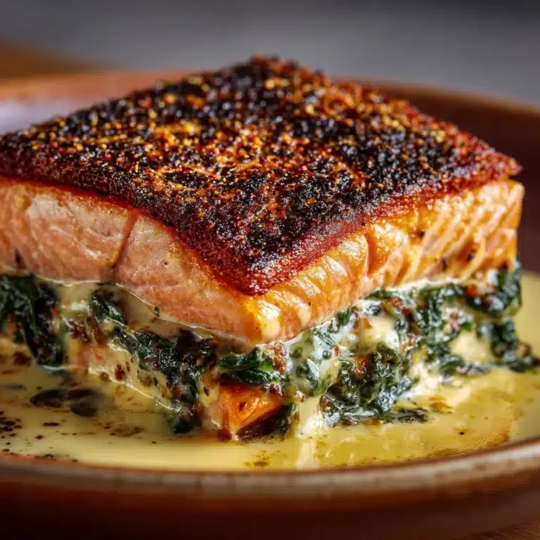 Blackened Salmon Stuffed with Spinach & Parmesan Recipe