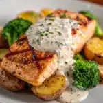 Lemon Butter Salmon with Roasted Potatoes & Broccoli Recipe