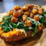 Chickpea & Spinach Stuffed Sweet Potatoes Recipe