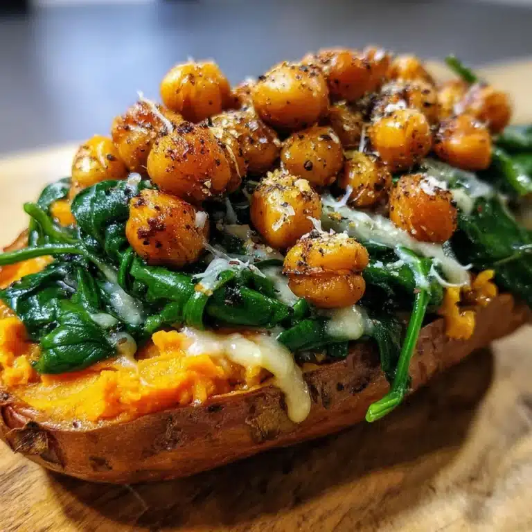 Chickpea & Spinach Stuffed Sweet Potatoes Recipe