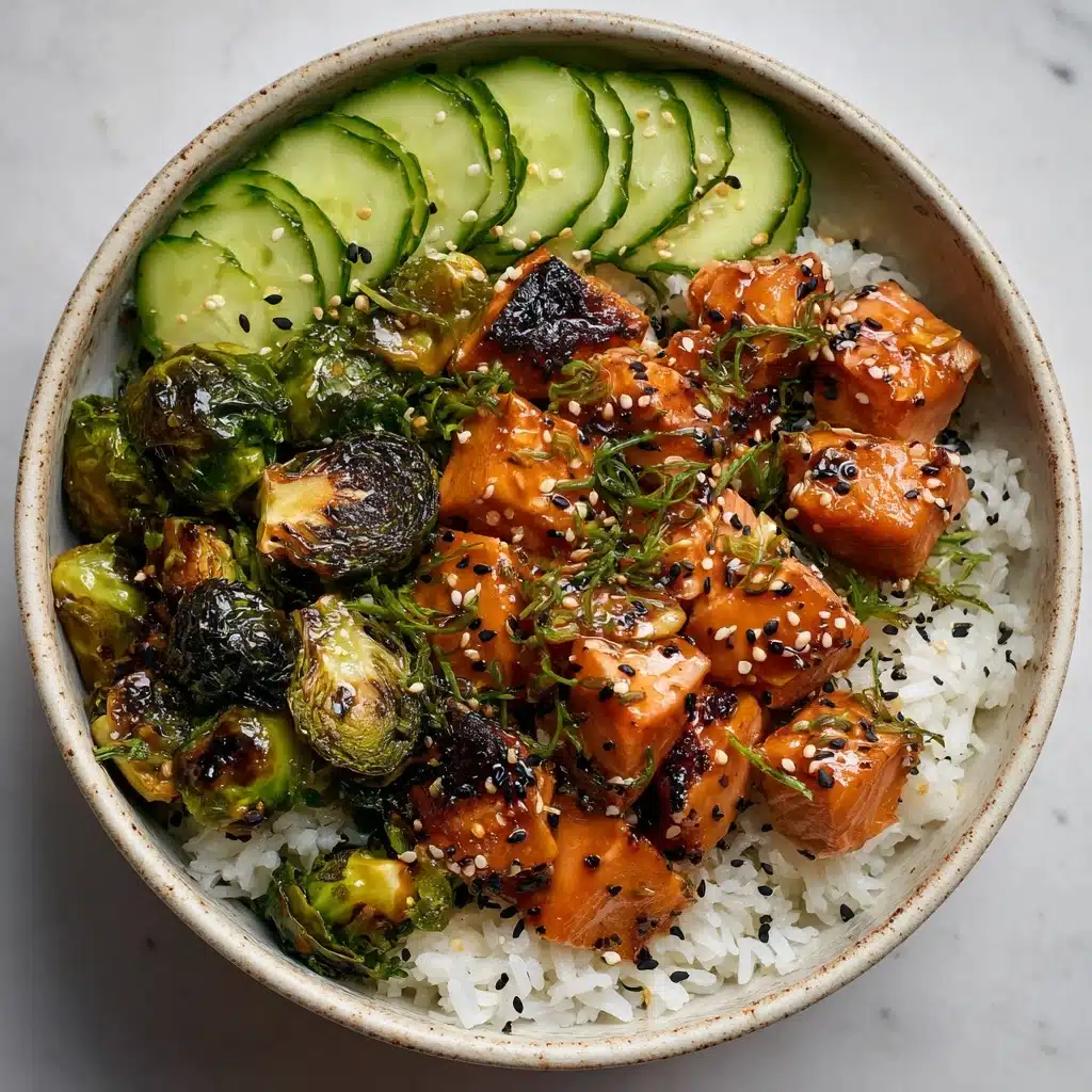 Teriyaki Salmon Bowls with Brussels Sprouts Recipe - Recipe Image