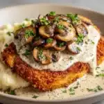 Golden Crispy Chicken with Parmesan Mushroom Sauce Recipe