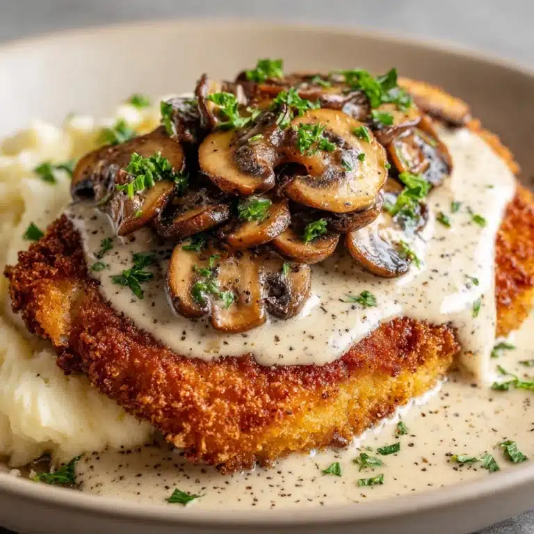 Golden Crispy Chicken with Parmesan Mushroom Sauce Recipe