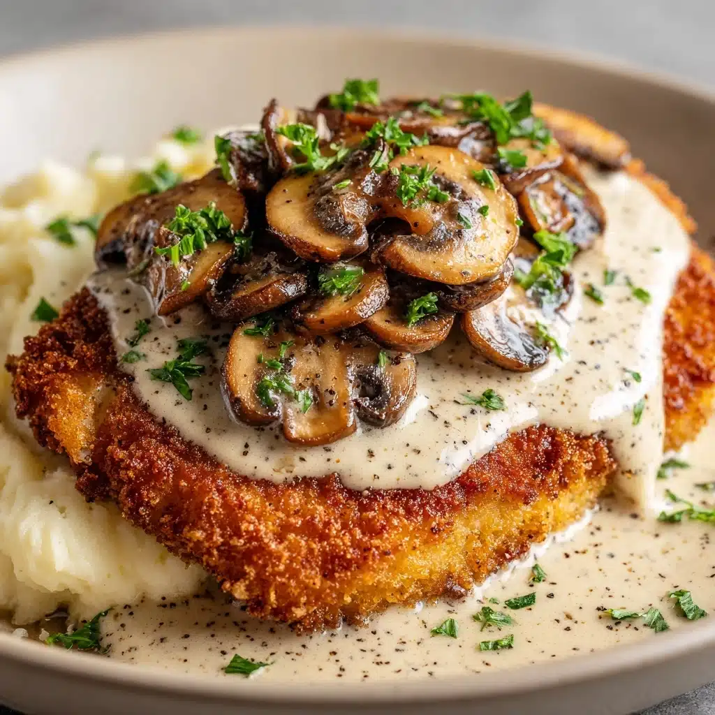 Golden Crispy Chicken with Parmesan Mushroom Sauce Recipe