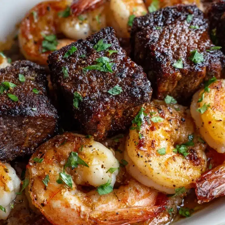 Garlic Butter Steak Bites and Shrimp Skillet Recipe