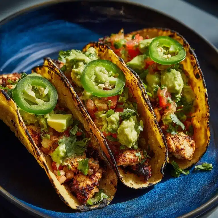 Poblano Chicken Tacos with Avocado-Jalapeño Salsa Recipe