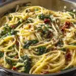 Spaghetti & Spinach with Sun-Dried Tomato Cream Sauce Recipe