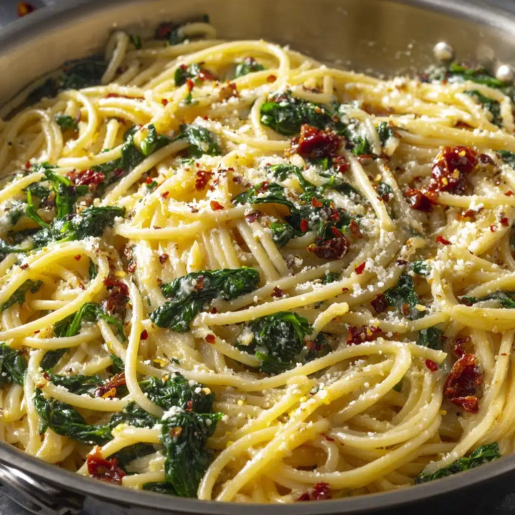Spaghetti & Spinach with Sun-Dried Tomato Cream Sauce Recipe - Recipe Image