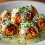 Baked Salmon Meatballs with Creamy Avocado Sauce Recipe
