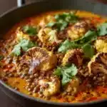 Spice-Roasted Cauliflower in Coconut Tomato Sauce with Lentils Recipe