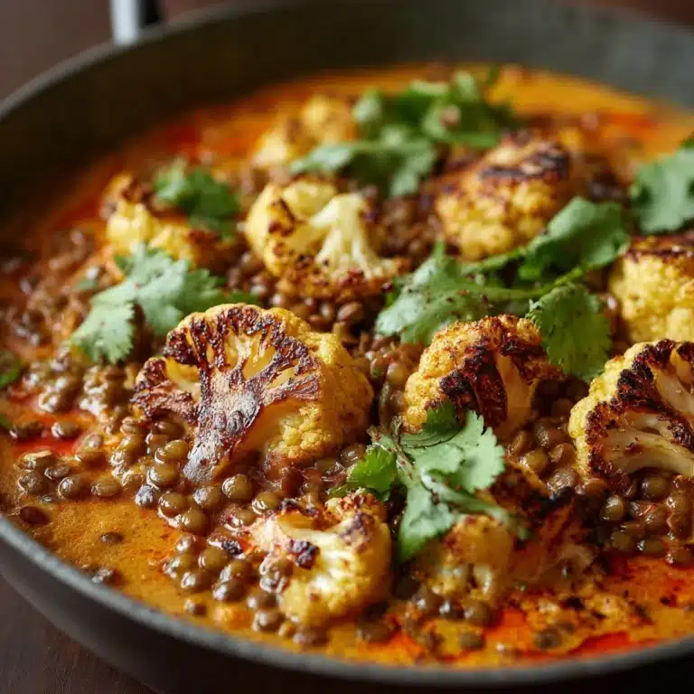 Spice-Roasted Cauliflower in Coconut Tomato Sauce with Lentils Recipe