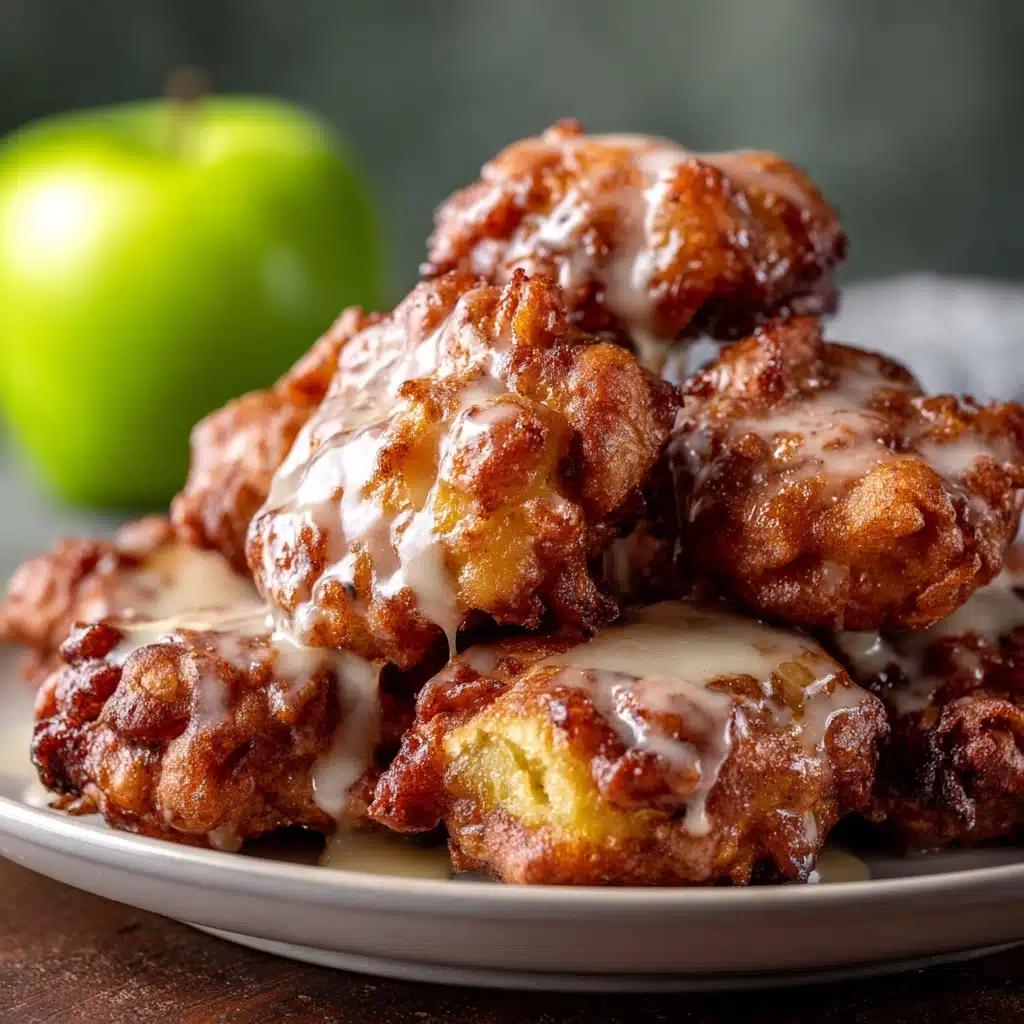 Soft Cinnamon Apple Fritters with Vanilla Glaze Recipe - Recipe Image