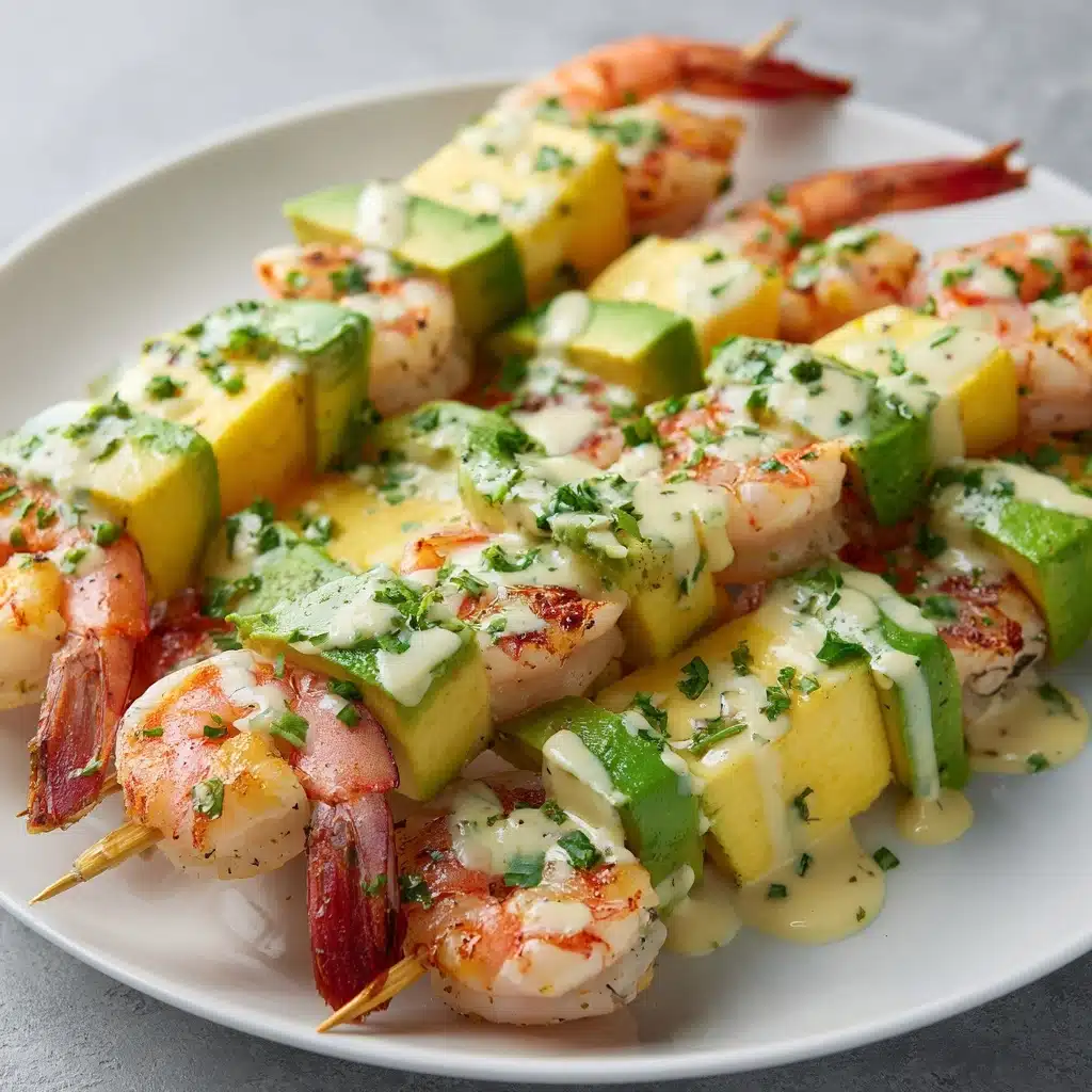 Shrimp and Avocado Skewers with Lime Dressing Recipe - Recipe Image
