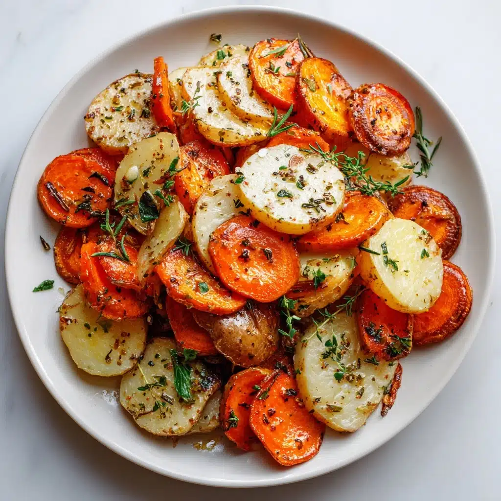 Garlic Herb Roasted Potatoes, Carrots, and Zucchini Recipe - Recipe Image