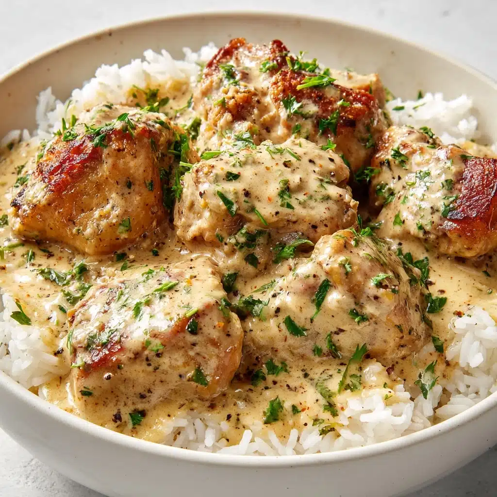 Creamy Smothered Chicken and Rice Recipe - Recipe Image