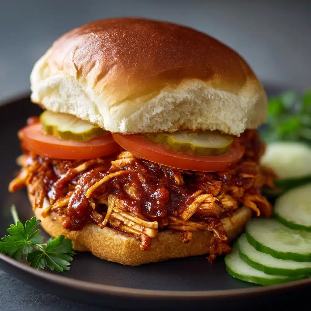 Slow Cooker Honey Mustard Shredded Chicken Sandwich Recipe - Recipe Image