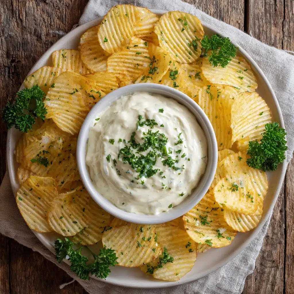 Caramelized Onion Dip with Potato Chips Recipe - Recipe Image
