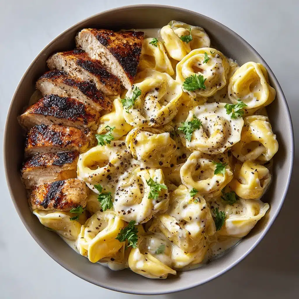 Asiago Tortellini Alfredo with Grilled Chicken Recipe - Recipe Image