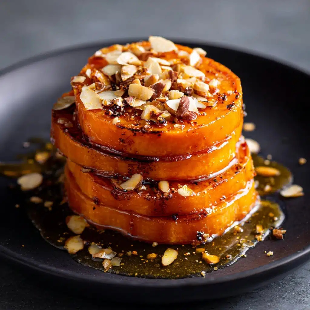 Sticky Maple Sweet Potato Stacks with Garlic & Almond Butter Recipe - Recipe Image