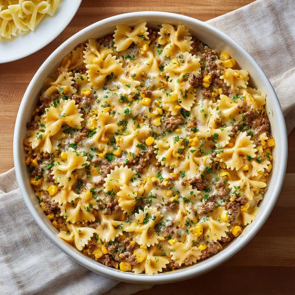 Garlic Butter Ranch Beef and Roasted Corn Bowtie Casserole Recipe - Recipe Image