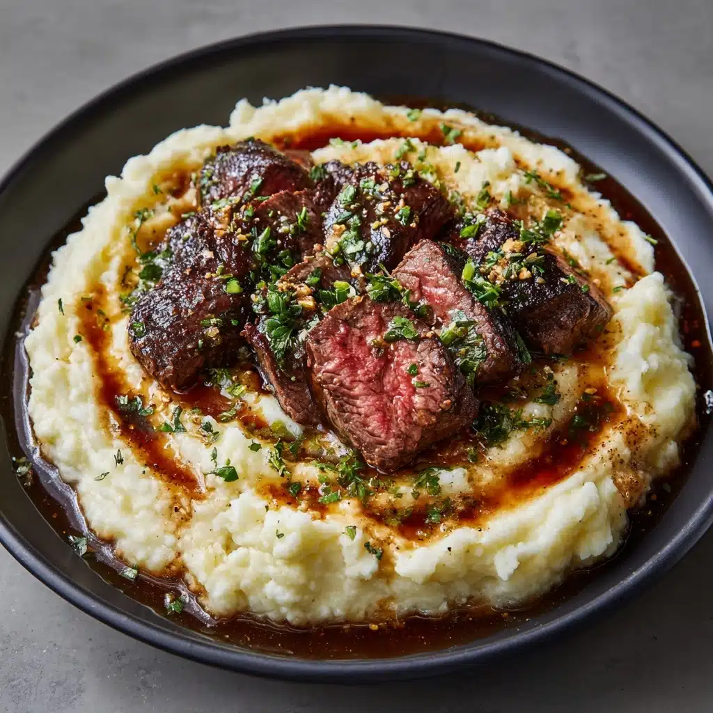 Garlic Butter Steak & Creamy Mash Recipe - Recipe Image