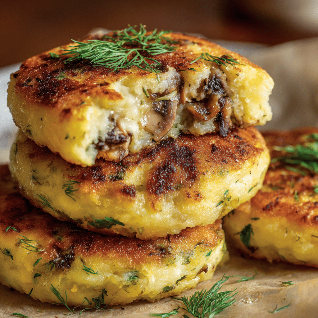 Mushroom Stuffed Potato Cakes Recipe - Recipe Image
