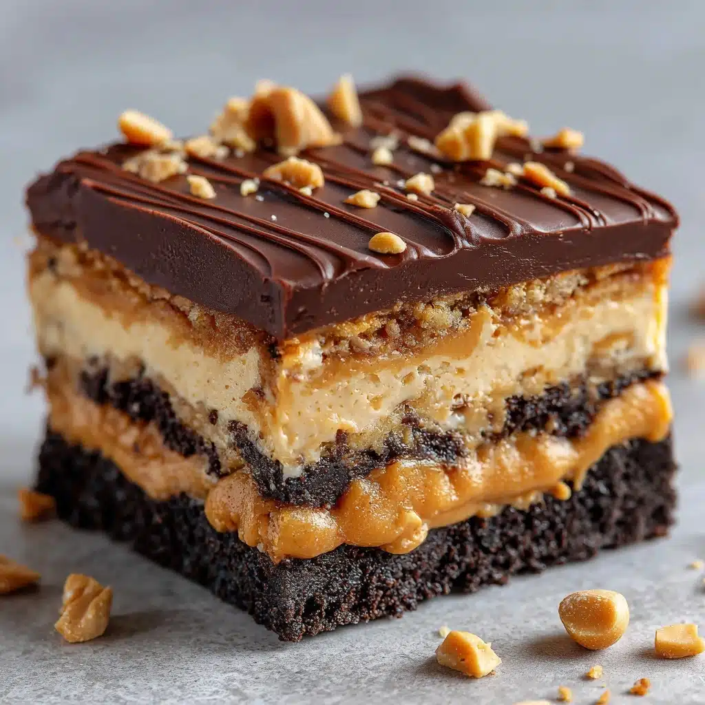 Chocolate Peanut Butter Ooey Gooey Butter Bars Recipe - Recipe Image